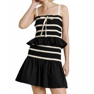 NEW AUREUM hazel smocked mini skirt set in black